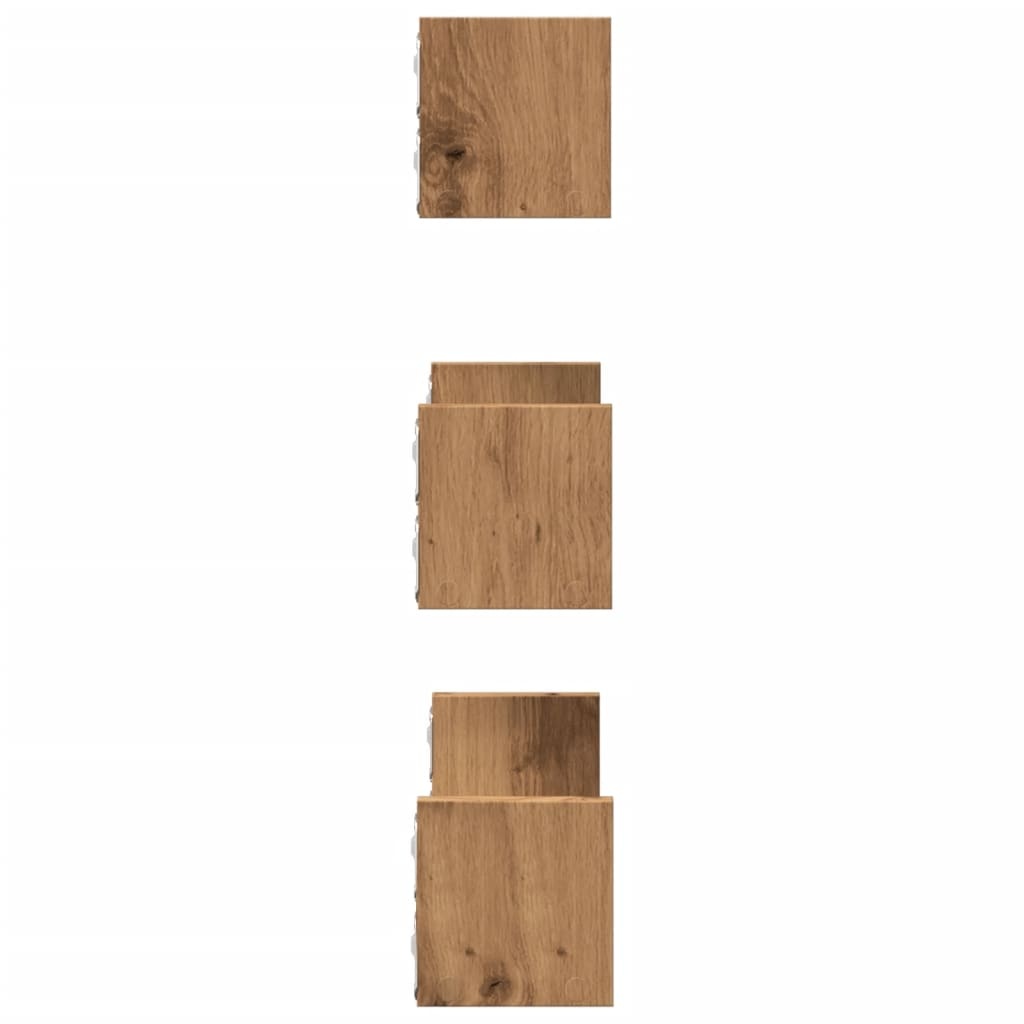 VidaXL Wandschappen 3 st bewerkt hout artisanaal eiken