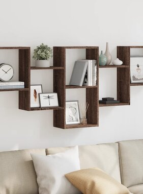 VidaXL Wandschap 159x18x66 cm bewerkt hout bruin eikenkleurig