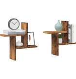 VidaXL Wandschappen 2 st 38x12x38 cm bewerkt hout oud houtkleurig