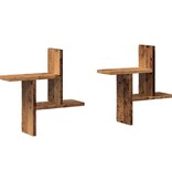 VidaXL Wandschappen 2 st 38x12x38 cm bewerkt hout oud houtkleurig