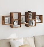 VidaXL Wandschap 129x18x42 cm bewerkt hout oud houtkleurig