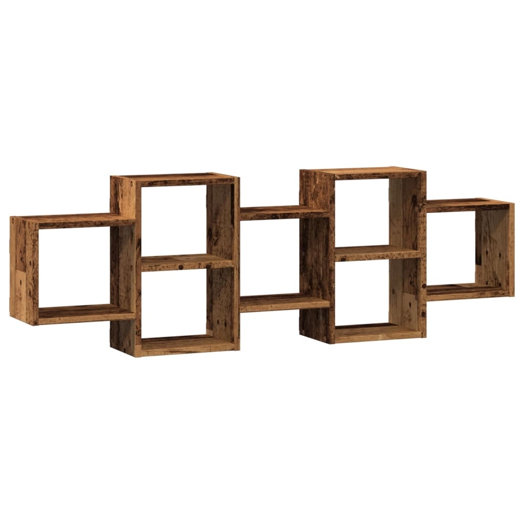 VidaXL Wandschap 129x18x42 cm bewerkt hout oud houtkleurig