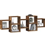 VidaXL Wandschap 129x18x42 cm bewerkt hout oud houtkleurig