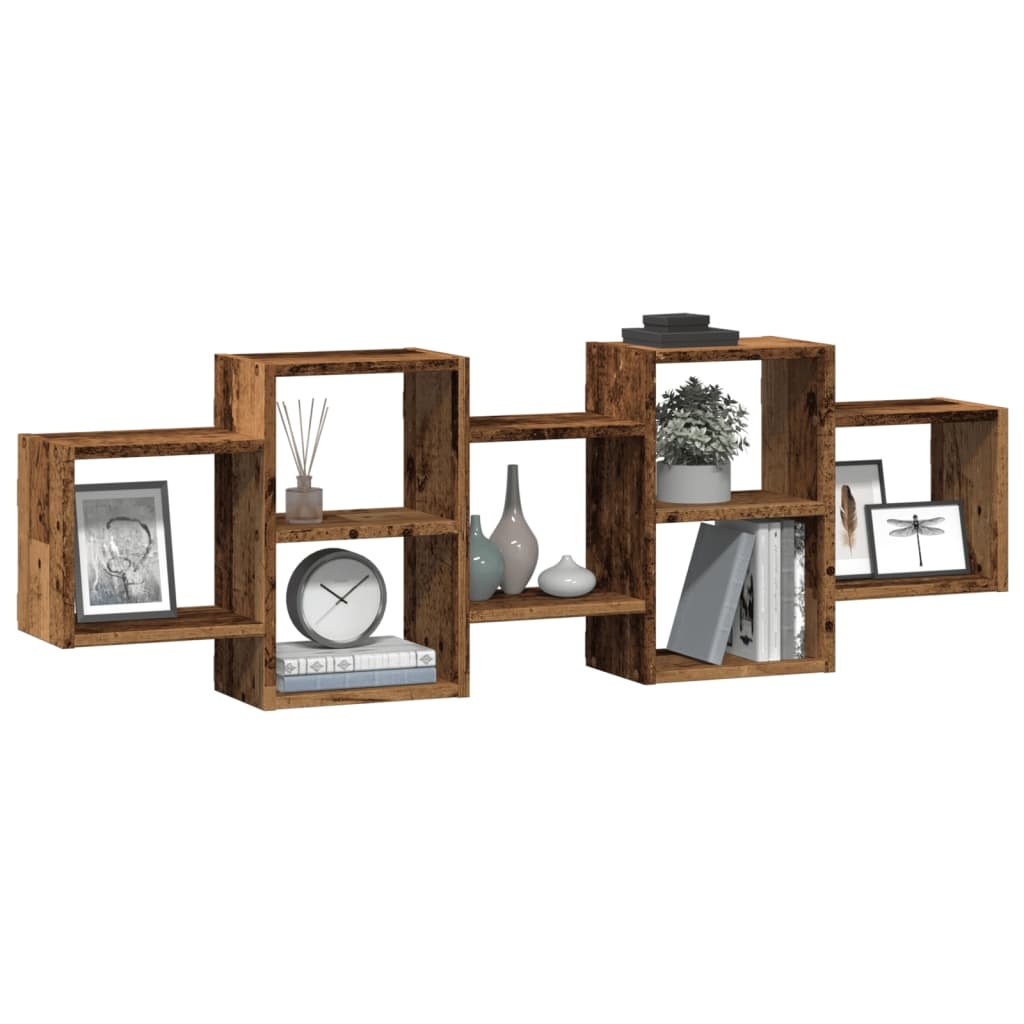 VidaXL Wandschap 129x18x42 cm bewerkt hout oud houtkleurig