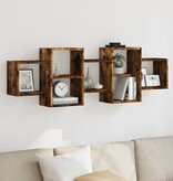 VidaXL Wandschap 129x18x42 cm bewerkt hout gerookt eikenkleurig