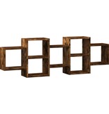 VidaXL Wandschap 129x18x42 cm bewerkt hout gerookt eikenkleurig