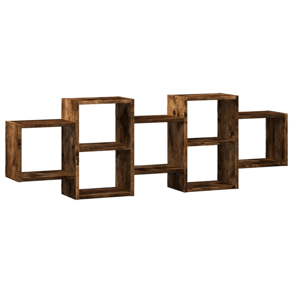 VidaXL Wandschap 129x18x42 cm bewerkt hout gerookt eikenkleurig