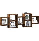 VidaXL Wandschap 129x18x42 cm bewerkt hout gerookt eikenkleurig