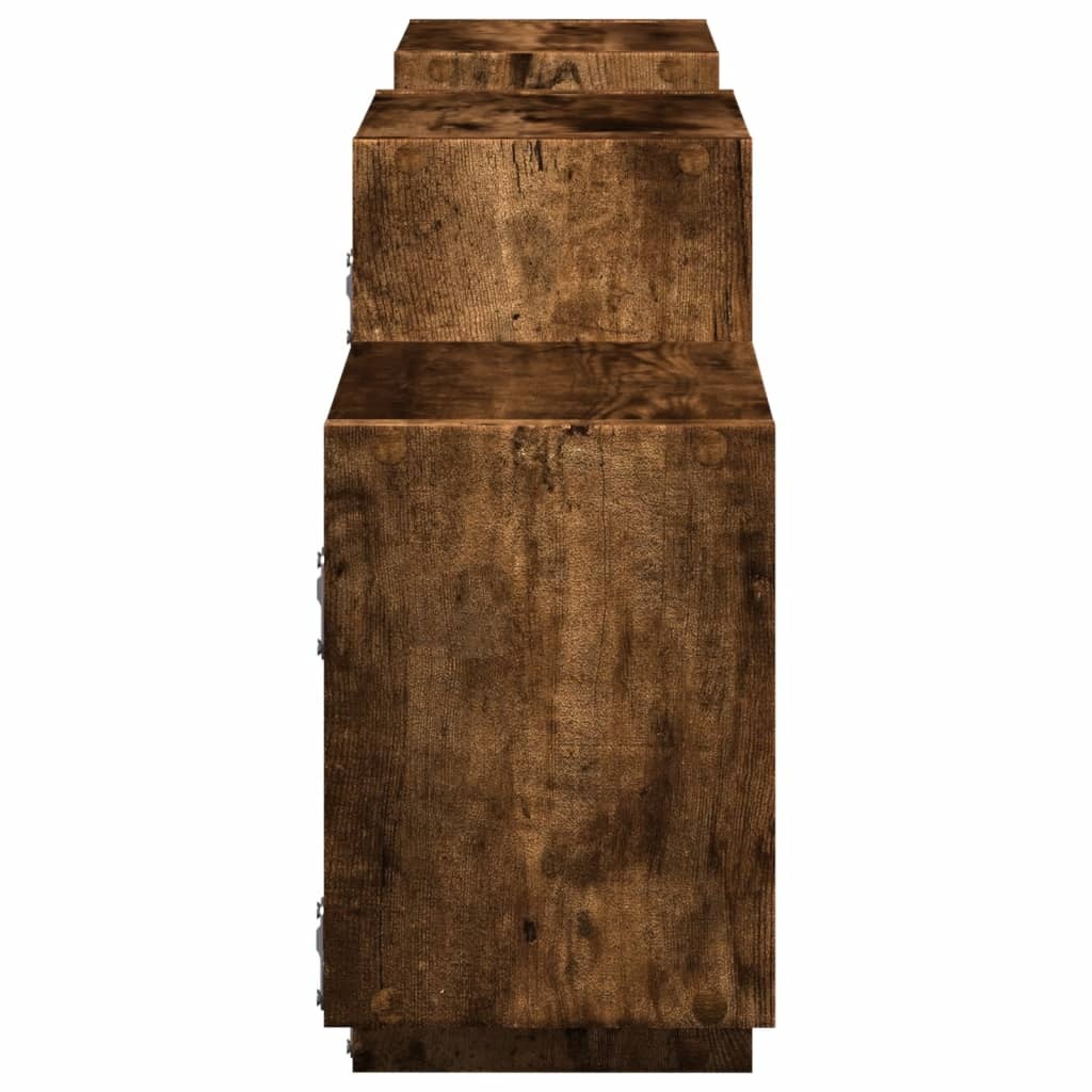 VidaXL Wandschap 129x18x42 cm bewerkt hout gerookt eikenkleurig