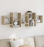 VidaXL Wandschap 129x18x42 cm bewerkt hout sonoma eikenkleurig