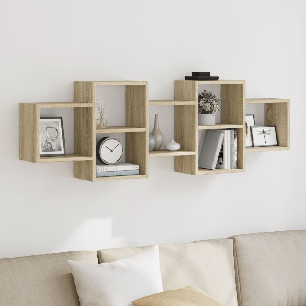 VidaXL Wandschap 129x18x42 cm bewerkt hout sonoma eikenkleurig