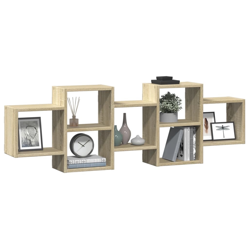 VidaXL Wandschap 129x18x42 cm bewerkt hout sonoma eikenkleurig
