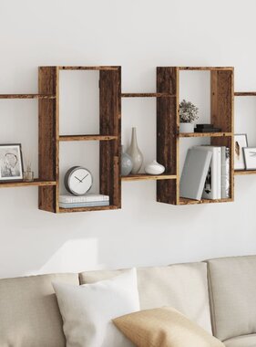 VidaXL Wandschap 159x18x65 cm bewerkt hout oud houtkleurig