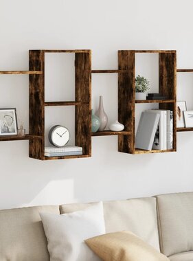 VidaXL Wandschap 159x18x65 cm bewerkt hout gerookt eikenkleurig