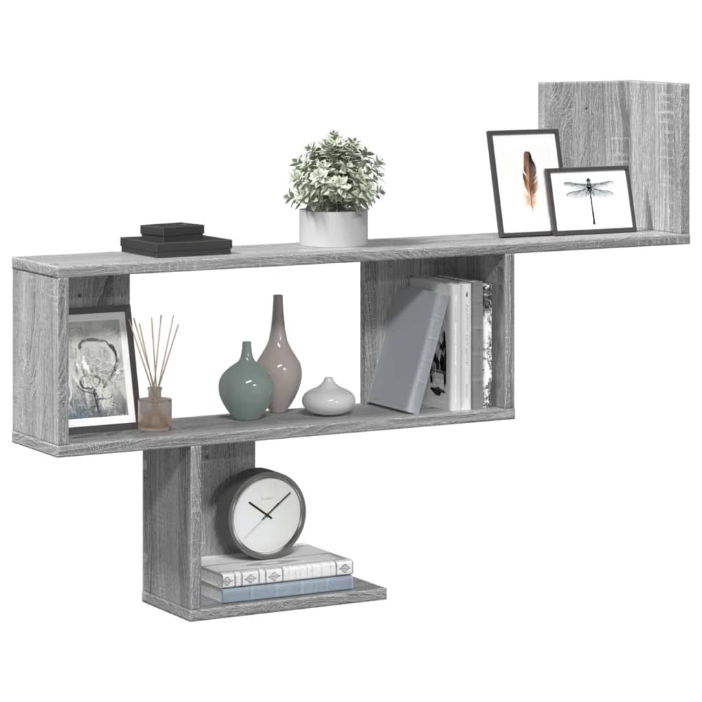 VidaXL Wandschap 100x15x70 cm bewerkt hout grijs sonoma eikenkleurig