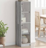 VidaXL Hoge kast met glazen deuren 35x37x142 cm grijs sonoma eiken
