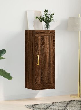 VidaXL Wandkast 34,5x34x90 cm bewerkt hout bruin eikenkleur