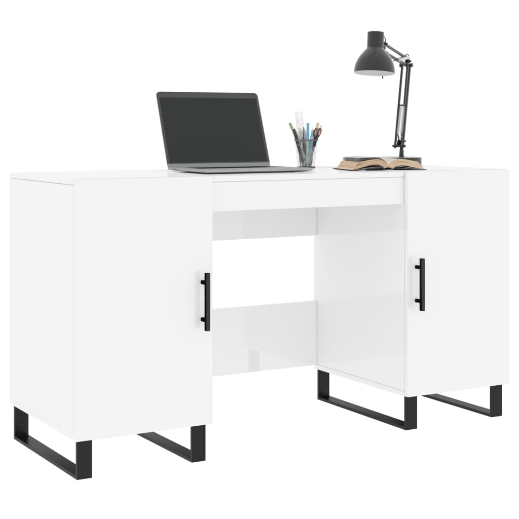 VidaXL Bureau 140x50x75 cm bewerkt hout hoogglans wit