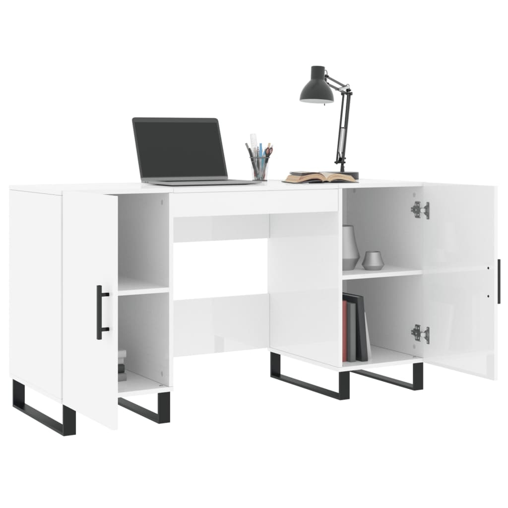 VidaXL Bureau 140x50x75 cm bewerkt hout hoogglans wit