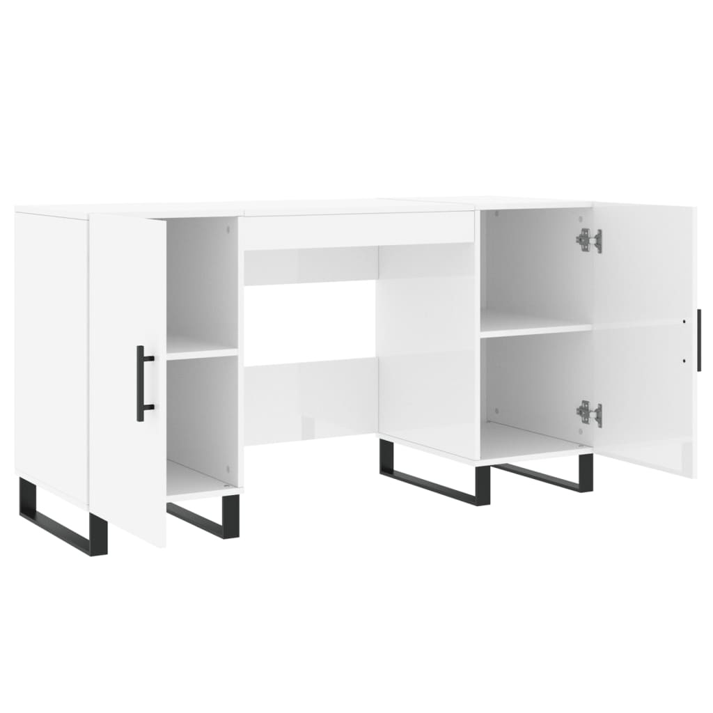 VidaXL Bureau 140x50x75 cm bewerkt hout hoogglans wit