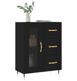 VidaXL Dressoir 69,5x34x90 cm bewerkt hout zwart