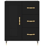 VidaXL Dressoir 69,5x34x90 cm bewerkt hout zwart