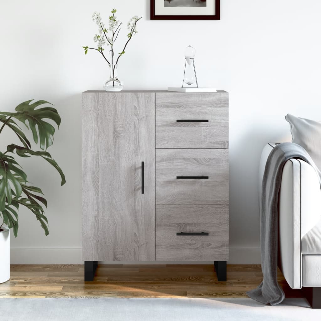 VidaXL Dressoir 69,5x34x90 cm bewerkt hout grijs sonoma eikenkleurig