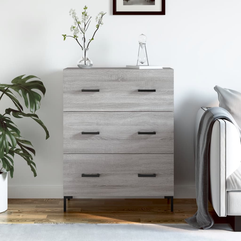 VidaXL Dressoir 69,5x34x90 cm bewerkt hout grijs sonoma eikenkleurig