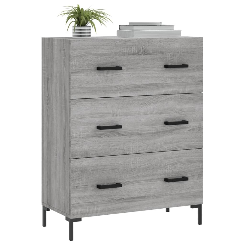 VidaXL Dressoir 69,5x34x90 cm bewerkt hout grijs sonoma eikenkleurig