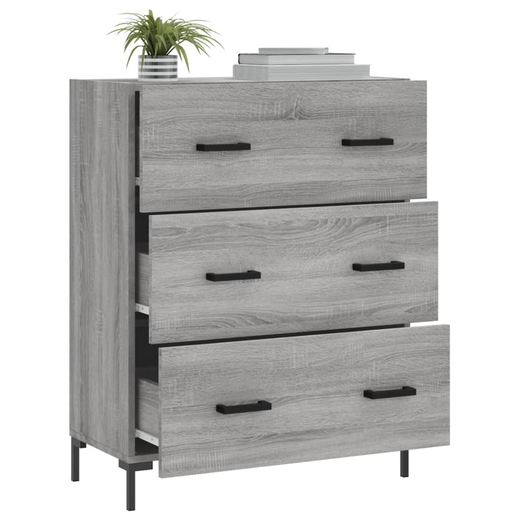VidaXL Dressoir 69,5x34x90 cm bewerkt hout grijs sonoma eikenkleurig