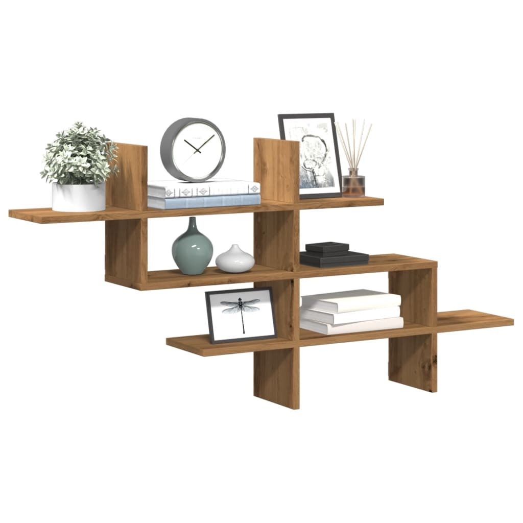 VidaXL Wandschap 124,5x18x60,5 cm bewerkt hout artisanaal eikenkleurig