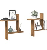 VidaXL Wandschappen 2 st 50x12x50 cm bewerkt hout artisanaal eiken