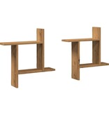 VidaXL Wandschappen 2 st 50x12x50 cm bewerkt hout artisanaal eiken
