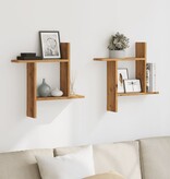 VidaXL Wandschappen 2 st 50x12x50 cm bewerkt hout artisanaal eiken