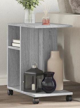 VidaXL Bijzettafel met wieltjes 50x30x55 cm hout grijs sonoma eiken