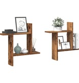 VidaXL Wandschappen 2 st 50x12x50 cm bewerkt hout oud houtkleurig