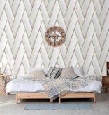 VidaXL Behang Geometric wit en goudkleurig