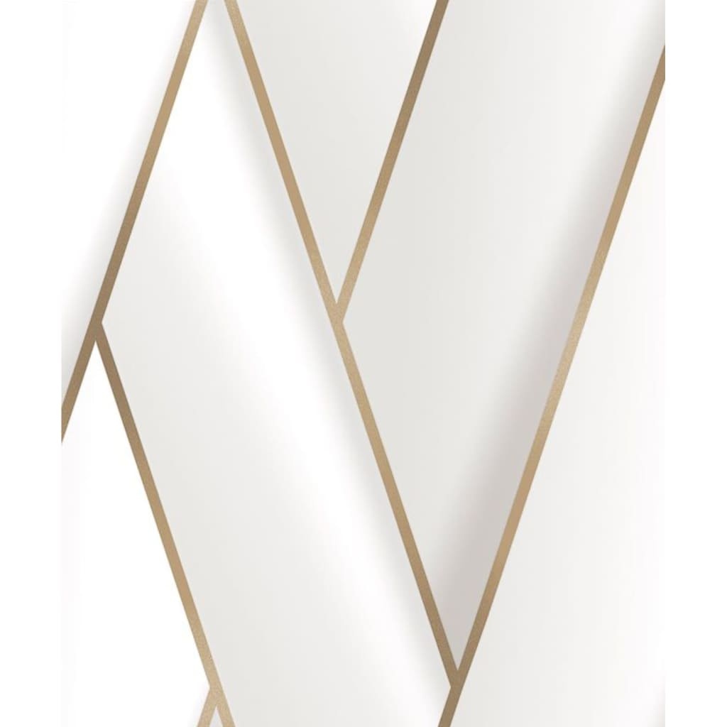 VidaXL Behang Geometric wit en goudkleurig