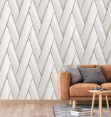 VidaXL Behang Geometric wit en goudkleurig