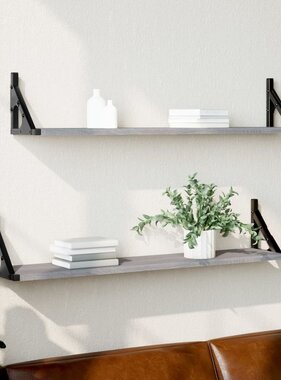 VidaXL Wandschappen 2 st 80x15x15,5 cm bewerkt hout grijs sonoma eiken