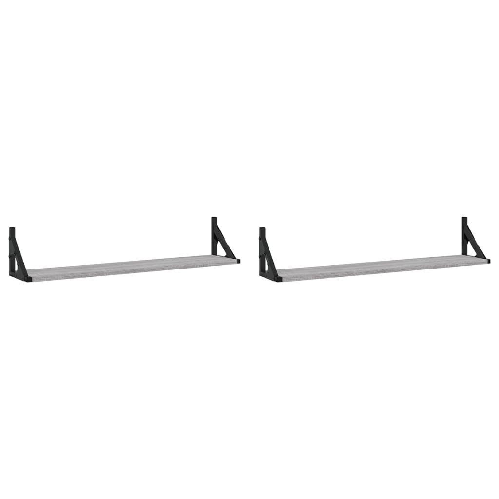 VidaXL Wandschappen 2 st 80x15x15,5 cm bewerkt hout grijs sonoma eiken