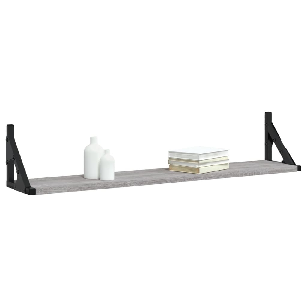 VidaXL Wandschappen 2 st 80x15x15,5 cm bewerkt hout grijs sonoma eiken