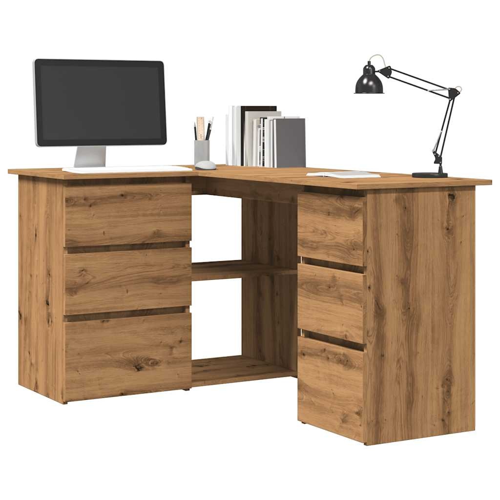 VidaXL Hoekbureau 145x100x76 cm bewerkt hout artisanaal eikenkleur