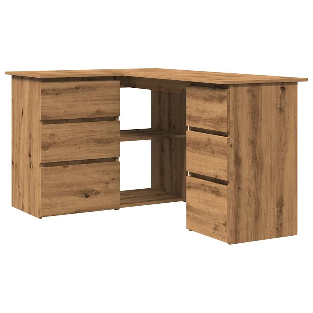 VidaXL Hoekbureau 145x100x76 cm bewerkt hout artisanaal eikenkleur