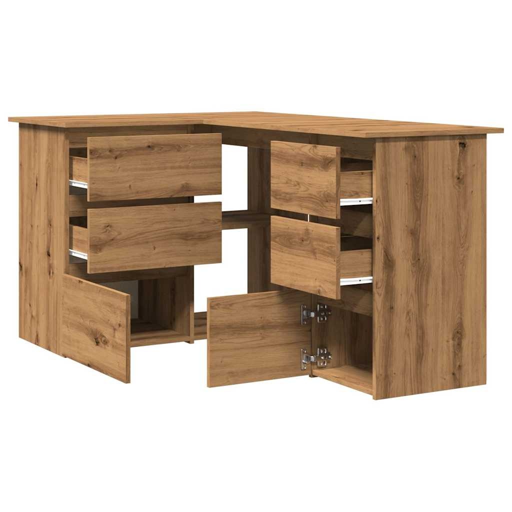 VidaXL Hoekbureau 145x100x76 cm bewerkt hout artisanaal eikenkleur