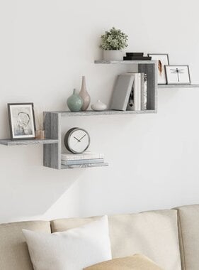 VidaXL Wandschap 104x15x49 cm bewerkt hout grijs sonoma eikenkleurig