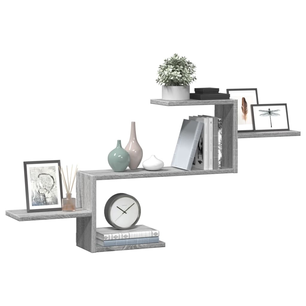 VidaXL Wandschap 104x15x49 cm bewerkt hout grijs sonoma eikenkleurig