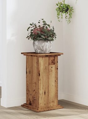 VidaXL Plantenstandaard 33x33x60 cm bewerkt hout oud houtkleurig