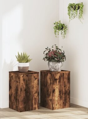 VidaXL Plantenstandaards 2 st 30x30x50 cm bewerkt hout gerookt eiken