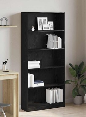 VidaXL Boekenkast 80x24x176 cm spaanplaat zwart eikenkleurig